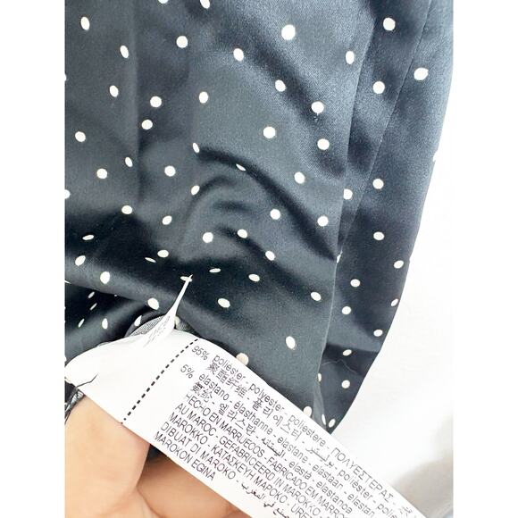 Zara Black Polka Dot Satin Corset Midi Dress Size Medium Minimalist Cocktail - Picture 6 of 14